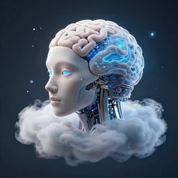 quantum cloud, photorealistic cyborg mind