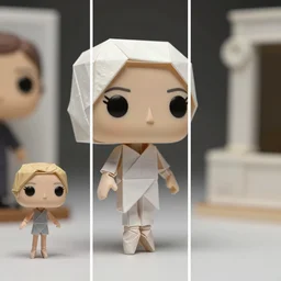 beautiful three point perspective film still of funko pop origami holly herndon character study meets merce cunningham, extreme closeup portrait in style of frontiers in miniature porcelain photography fashion architectural art studio edition, miniature ballerina figurine, pointe pose, tilt shift background, soft lighting, kodak portra 4 0 0, 8 k, macro, cinematic style by emmanuel lubezki