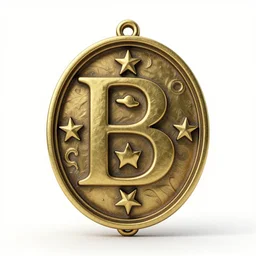 brass magic amulet, stylized 3d render, isolated on a pure white background, centered, entire object in frame, sharp focus, soft studio lighting