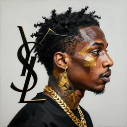 Young Thug x YSL profile picture by Sachin Teng, asymmetrical, Organic Painting ,geometric shapes, hard edges, Black and Gold, energetic, graffiti, street art:2 by Sachin Teng:4