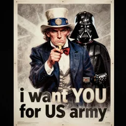 the “i want YOU for US army” poster, but Uncle Sam is replaced with Darth Vader, grunge