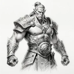 pencil sketch, a fierce half - orc warrior, d & d, strong imposing appearence, highly detailed face, scarred, donato giancola, jc leyendecker, artemisia gentileschi, smooth, intricate, highly detailed, high fantasy