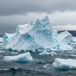 fashion editorial on melting iceberg. gigantic ice falling in the sea. huge waves. wide angle shot. highly detailed. depth of field. high definition. 8k. photography.