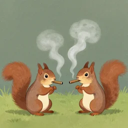 squirrels smoking cigars by chiho aoshima