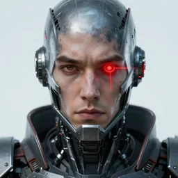robot with glowing red line for eye as a realistic scifi cyberpunk knight, closeup portrait art by donato giancola and greg rutkowski, realistic face, digital art, trending on artstation, symmetry!!!
