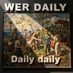 the word daily depicted in a socialist realist mural