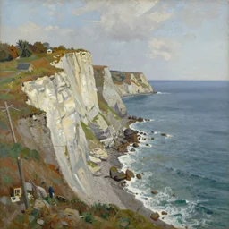 a painting of newhaven cliffs by harold mockford