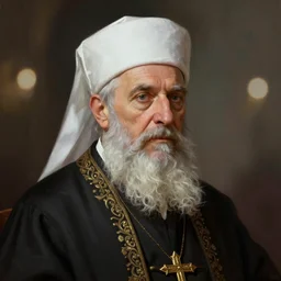 Portrait of an elderly orthodox patriarch, bokeh, high contrast, highly detailed, digital painting, artstation, concept art, smooth, sharp focus, illustration by Artgerm and Greg Rutkowski