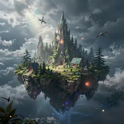 beautiful floating fantasy island, dramatic lighting, ethereal, magical, artstation, octane render, unreal engine 5, cinematic concept art, 8 k 4 k hd