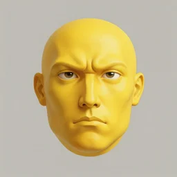 portrait of a yellow emoji, poised, intense emotion, detailed facial expression, detailed surroundings, minimalistic, intricate, elegant, highly detailed, centered, digital painting, artstation, concept art, smooth, sharp focus