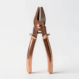 copper box cutter, commercial catalog photo, isolated on a pure white background, centered, entire object in frame, sharp focus, soft studio lighting