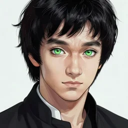 a demon slayer portrait of bruce lee, tall, pale - skinned, and slender with lime green eyes and long eyelashes by stanley artgerm, tom bagshaw, arthur adams, carne griffiths, trending on deviant art, street art, face enhance, chillwave, maximalist, full of color, glittering