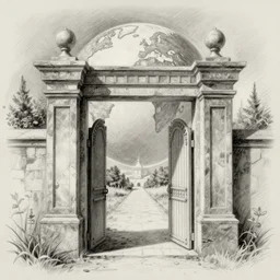 a gateway to another world, pencil sketch, 8k