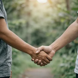 people shaking hands saying good morning
