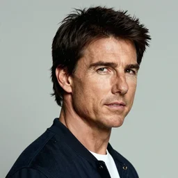 sharply defined portrait of tom cruise facing right of the camera, highly detailed by peter mohrbacher, hajime sorayama,