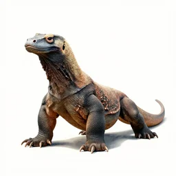 watercolor style komodo dragon, photorealistic wildlife photography, full body, isolated on a pure white background, centered, entire subject in frame, sharp focus, soft studio lighting
