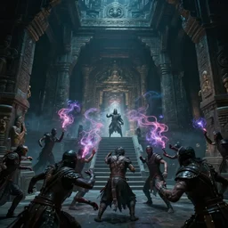 vfx film closeup, soul reaver executing enemies, devouring magic souls, in epic ancient sacred cave temple, flat color profile low - key lighting award winning photography arri alexa cinematography, hyper real photorealistic cinematic beautiful, atmospheric cool colorgrade