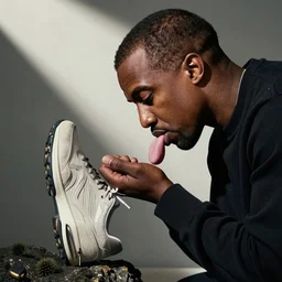 kanye west licking a shoe