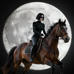 neo from the matrix riding a horse on moon, detailed, hyper realistic, 4 k octan render, unreal 5
