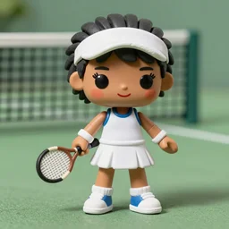 maya angelou cosplay tennis player, stop motion vinyl action figure, plastic, toy, butcher billy style