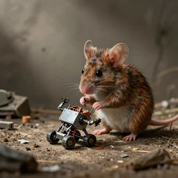 a depressed little construction mouse deconstructing a robot, by brian jacques