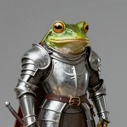 frog knight in armor, photorealistic, 8k, portrait