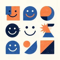 illustration of abstract happy geometric shapes, society6