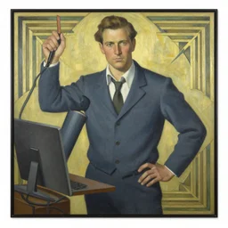 working class hero, an art deco painting by thomas hart benton, austin briggs, john philip falter, cg society, american scene painting, dystopian art, american realism, academic art, movie poster