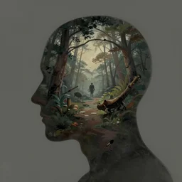 an epic concept surreal masterpiece... inside the head of bob lazer, muted colors, digital art