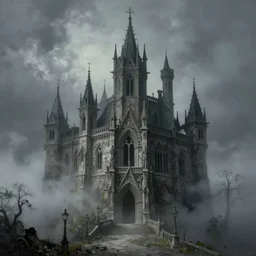 Gothic Castle painting by Frank Franzetta, Gothic, Horror, Mist, Fog; Night