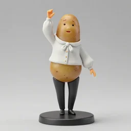 figurine of potato wearing an elegant blouse and standing up straight, personification, dynamic pose, detailed product photo, featured on amiami, 8 k, 8 5 mm, f. 1 4, beautiful composition,