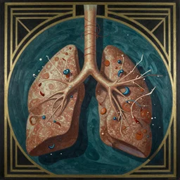 photorealism of Drowning in my own lungs by Art Deco (1920-1940, Europe and USA, craftsmanship, design, color, text) dreamlike, realistic detailed chaotic wide angle lens dark lighting
