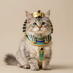 cute long haired fluffy kitten dressed in egyptian costume detailed matte painting 4 k