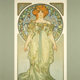 art nouveau wallpaper, flowing gown, garlands, 1 8 th century woman, face is symmetrical, hapsberg syndrome, silkscreen print, used poster, flat matte, hyper detailed, style of chuck sperry. w 1 2 8 0