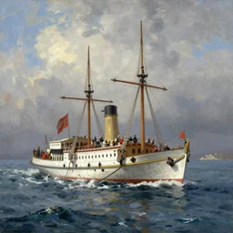 steamboat in the style of ivan aivazovsky