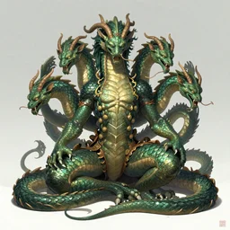 epic hydra with 7 heads, by Wenjun Lin, trending on ArtStation