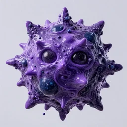 A tumultuously ferocious pulsating bulging star corrupting the foreseeable universe, emancipating various forms of digital life forms made of purple goop and dark blue ooze, translating dark matter into corruption, trending on artstation, artstation futurism, artstation photography, 4k, 8k