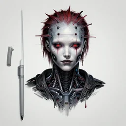 realistic futuristic distopic detroy cyberpunk hellraiser tattoo cyborg  clean design by apple , character sheet, Greg Rutkowski, Zabrocki, Karlkka, Jayison Devadas, Phuoc Quan, trending on Artstation, 8K, tsutomu nihei, giger  , zenith view, pincushion lens effect.