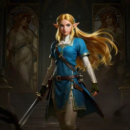 a photorealistic dramatic fantasy render of zelda! by wlop, artgerm, greg rutkowski, alphonse mucha, beautiful dynamic dramatic dark moody lighting, shadows, cinematic atmosphere, artstation, concept design art, octane render, 8 k