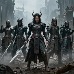 a group of otherworldly warriors gathering for battle, 4k, detailed, cinematic, beautiful, atmospheric,