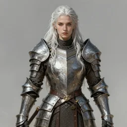 barbarian, plated armor!!! long wild white hair!! fully clothed!!! fantasy, d & d, intricate ornate details, digital painting, beautiful eyes!, pretty face!!, symmetry, concept art, sharp focus, illustration, art by artgerm! greg rutkowski magali villeneuve wlop! ilya kuvshinov!!, octane render
