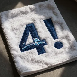 a fluffy towel with the number!! 4 2!! embroidered on it