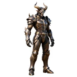 armored demon with horns, detailed 3d character render, full body, standing, isolated on a pure white background, centered, whole figure in frame, sharp focus, studio lighting