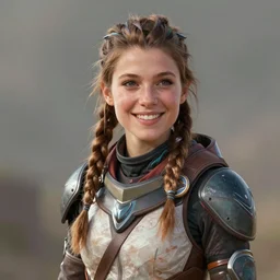 portrait of Aloy from Horizon: Zero Dawn, >>smiling<<, highly detailed, digital painting, artstation, concept art, smooth, sharp focus, illustration, art by Artgerm