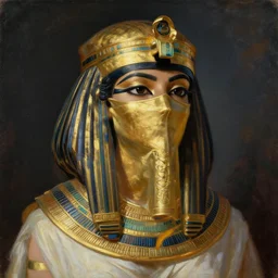 portrait of a beautiful egyptian girl her face veiled in gold, by jacques - louis david, by greg rutkowski, by zdzisław beksinski, by josep tapiro baro, trending on artstation, featured on pixiv, masterpiece, oil on canvas, cinematic composition, dynamic beautiful lighting,