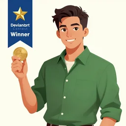 a digital painting of a man in a green shirt, concept art by mor than, deviantart contest winner, digital art, official art, concept art, 2 d