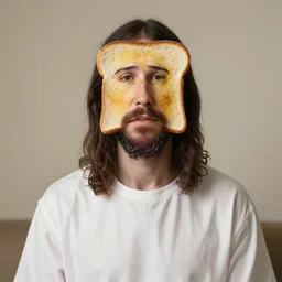 jesus with a piece of toast for a face