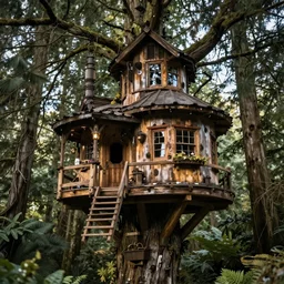 Steampunk treehouse in the Pacific Northwest