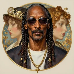 symmetry portrait of snoop dogg, intricate, elegant, highly detailed, digital painting, artstation, concept art, smooth, sharp focus, illustration, art by artgerm and greg rutkowski and alphonse mucha