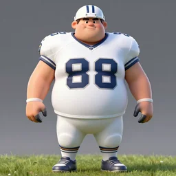 a wildly fat man in a football uniform